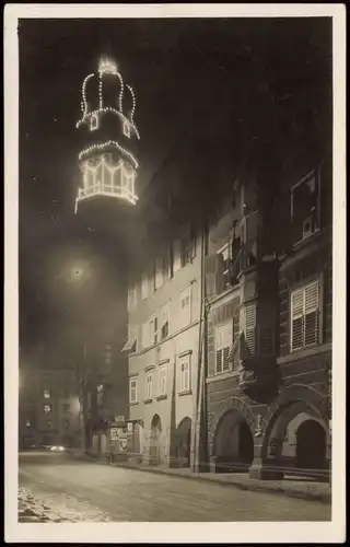 Ansichtskarte Innsbruck Straßenpartie geschmückte Kirche im Winter 1928