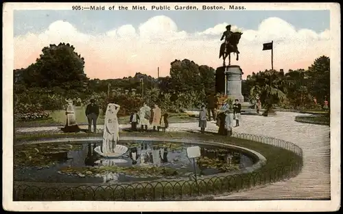 Postcard Boston Maid of the Mist, Public Garden 1934