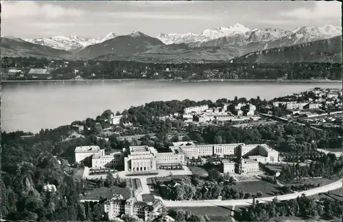 Genf Genève Le Palais des Nations Unies, et le Mont-Blanc (4810 m) 1963