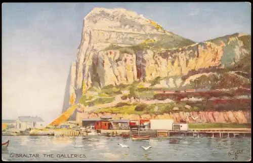 Postcard Gibraltar GIBRALTAR THE GALLERIES Künstlerkarte 1910