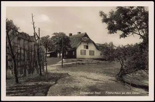 Postcard Nest (Pommern) Unieście Fischerhaus an den Dünen, Pommern 1936