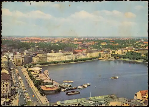 Hamburg Jungfernstieg und Alster aus der Vogelschau-Perspektive 1959