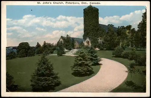 Postcard Peterboro St. John's Church, Peterboro, Ontario, Canada 1930