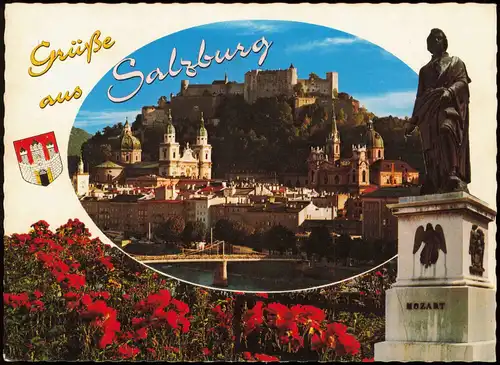 Ansichtskarte Salzburg Mozart-Denkmal 1960