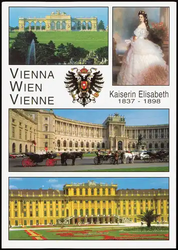 Ansichtskarte Wien Mehrbild-AK GLORIETTE, HOFBURG, SCHLOSS SCHÖNBRUNN 1990