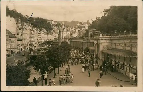 Postcard Karlsbad Karlovy Vary Sprudelkolonnade 1953