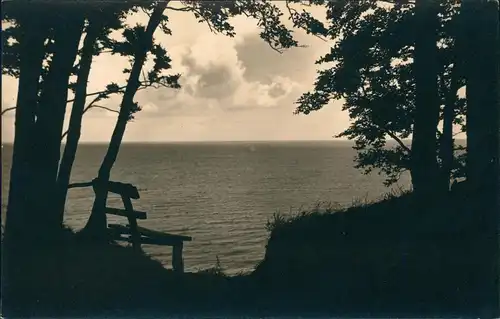 Baabe Rügen Stimmungsbild - Blick von der Bank auf das Meer 1931