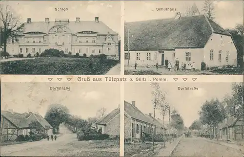 Tützpatz b. Gültz Schloß Dorfstraße Schule b. Neubrandenburg 1912