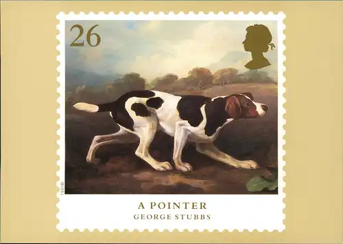 Dogs A Pointer' by George Stubbs (Hund, Briefmarken-Motiv England) 1991