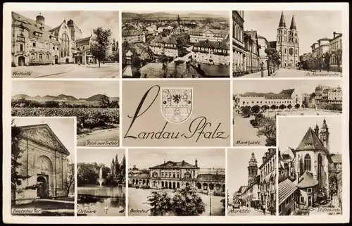 Ansichtskarte Landau in der Pfalz Mehrbildkarte mit Stadtteilansichten 1960