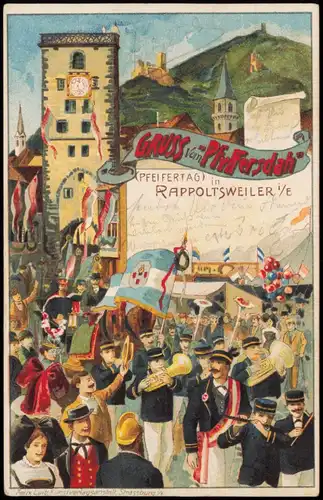 Rappoltsweiler Ribeauvillé Künstlerkarte PFEIFERTAG Elsaß 1908