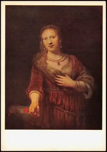 Künstlerkarte REMBRANDT Saskia mit der Nelke Saskia with carnation  1960