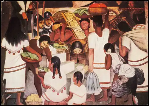 Künstlerkarte Gemälde Kunstwerk DIEGO RIVERA Tribut für die Eroberer 1975