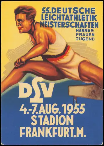 Frankfurt am Main Künstlerkarte Leichtathletik Meisterschaften 1955