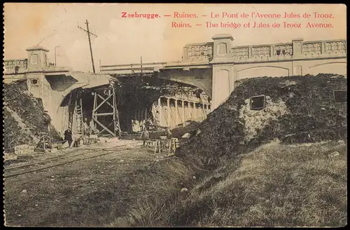 Zeebrügge  Heyst sur Mer -Brüssel Zeebrugge Bruxelles zerstörte Brücke 1916