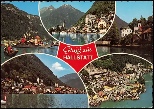 Hallstatt Mehrbild-AK Erholungsparadies Ältester Ort des Dachsteingebietes 1980