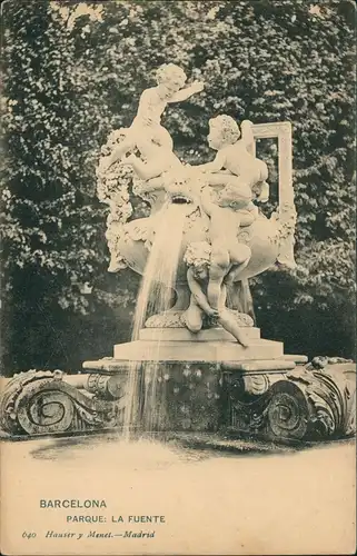 Postales Barcelona PARQUE LA FUENTE, Park Springbrunnen 1900