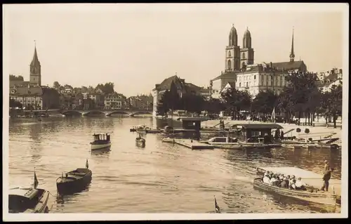 Ansichtskarte Zürich Blick von der Quaibrücke Verein Naturfreunde 1928