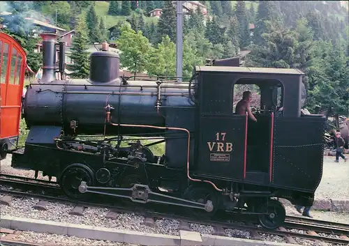 Eisenbahn Zug Lokomotive Dampflok Rigi-Bahn in Rigi Kaltbad 1981