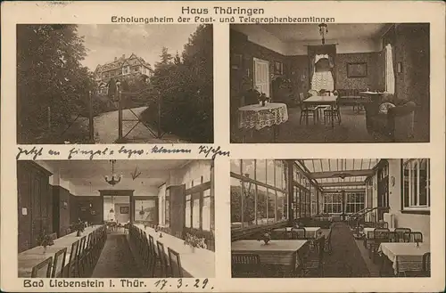 Ansichtskarte Bad Liebenstein Haus Thüringen mit Innenansichten 1929