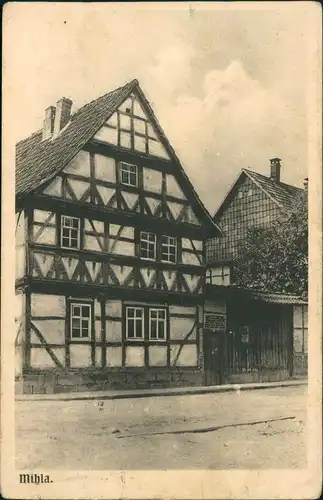 Ansichtskarte Mihla Ortsansicht Fachwerkhaus 1917