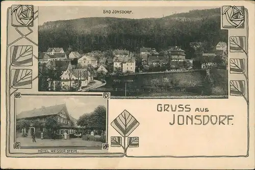 Ansichtskarte Jonsdorf 2 Bild: Stadt, Hotel Weisser Stein Oberlausitz 1914