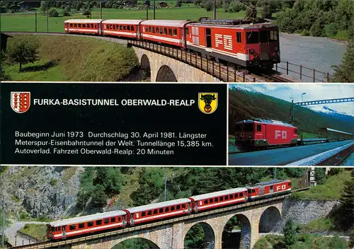 Glacier Express St. Moritz-Zermatt FURKA-BASISTUNNEL OBERWALD-REALP 1980