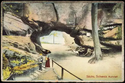 Ansichtskarte Kirnitzschtal-Sebnitz Sächs. Schweiz Kuhstall 1910