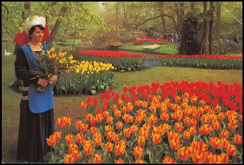 Postkaart Lisse Ortsansicht Blumenmeer KEUKENHOF LISSE-HOLLAND 1985