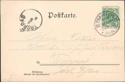 Ansichtskarte Frankfurt am Main Heraldik Künstlerkarte Eiserner Steg 1898