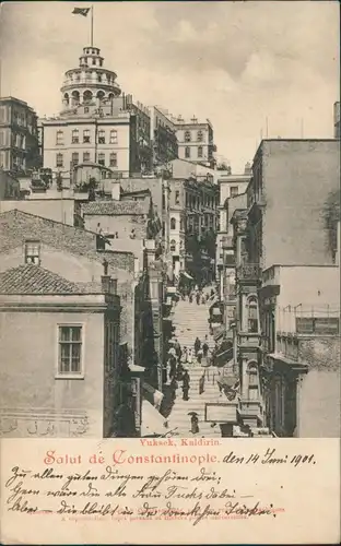 Postcard Istanbul Konstantinopel | Constantinople Yuksek, Kaldirin. 1901