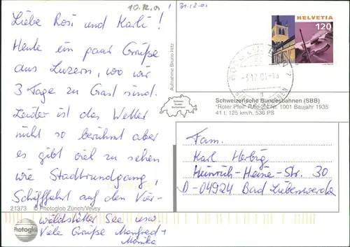 Verkehr & Eisenbahn: Schweizerische Bundesbahn (SBB) "Roter Pfeil" 2001