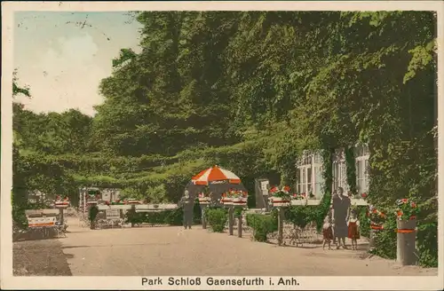 Ansichtskarte Hecklingen (Salzlandkreis) Schloß Gänsefurth - Terrasse 1940