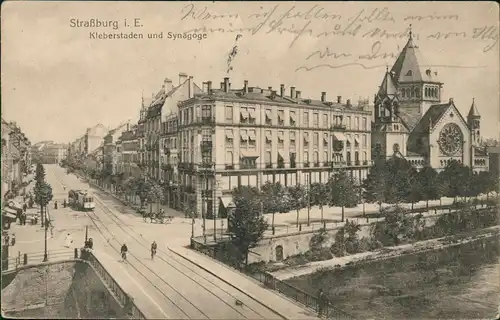 CPA Straßburg Strasbourg Kleberstaden und Synagoge Judaika 1916