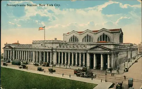 Postcard New York City Bahnhof Pennsylvania Station 1915