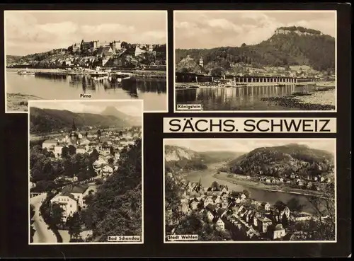 .Sachsen DDR Mehrbild- Pirna Bad Schandau Königstein Stadt Wehlen 1966/1965