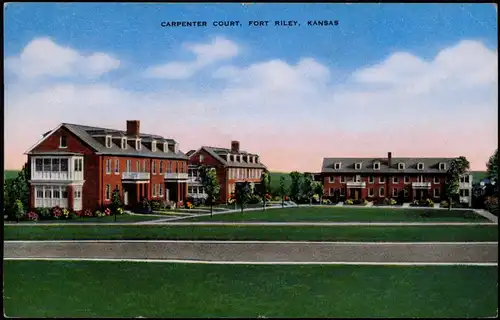 Postcard Fort Riley Kansas Carpenter Court Fort riley 1950