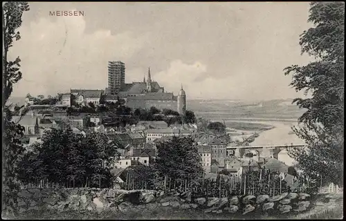 Ansichtskarte Meißen Blick auf die Stadt - Schloß einegerüstet 1907