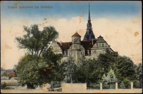 Ansichtskarte Schönfeld Schloss Schönfeld b. Thiendorf 1917