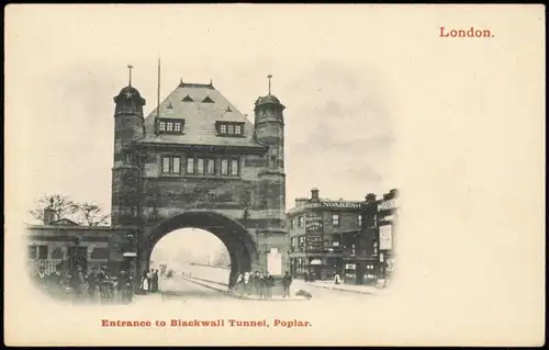 Postcard London Entrance to Blackwall Tunnel, Poplar. 1910