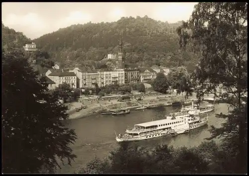 Bad Schandau Panorama-Ansicht Elbe Schiff Sächs. Schweiz zur DDR-Zeit 1968