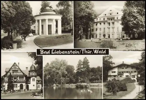 Bad Liebenstein DDR Mehrbildkarte u.a. mit Brunnentempel Kurhaus, Postamt 1988