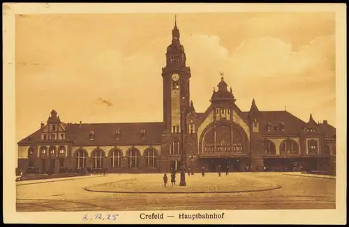 Ansichtskarte Krefeld Crefeld Crefeld Hauptbahnhof 1925