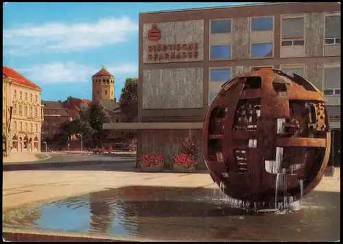 Bayreuth Luitpoldplatz Sparkasse Bank-Gebäude, Wasserkunst Denkmal 1975