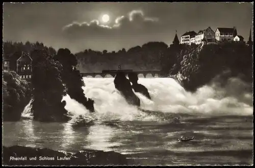 Ansichtskarte Neuhausen am Rheinfall Rheinfall und Schloss Laufen 1961