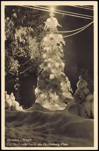 Bärenfels Erzgebirge Altenberg   Der Weihnachtsbaum am Hindenburg-Platz 1930