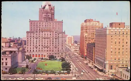 Postcard Vancouver Stadt-Panorama Georgia St. looking West 1960