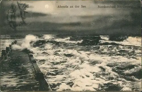 Norderney Strand Nordsee Brandung Nordseebad "Abends an der See" 1907