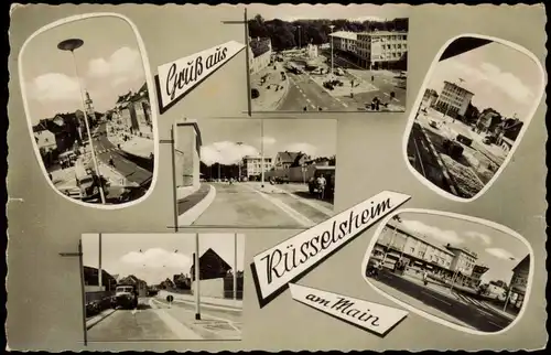 Ansichtskarte Rüsselsheim Mehrbild Straßenpartien 1958