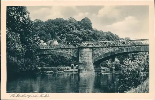 Ansichtskarte Wolkenburg-Kaufungen-Limbach-Oberfrohna Mulde - Brücke 1928  Rich Koch